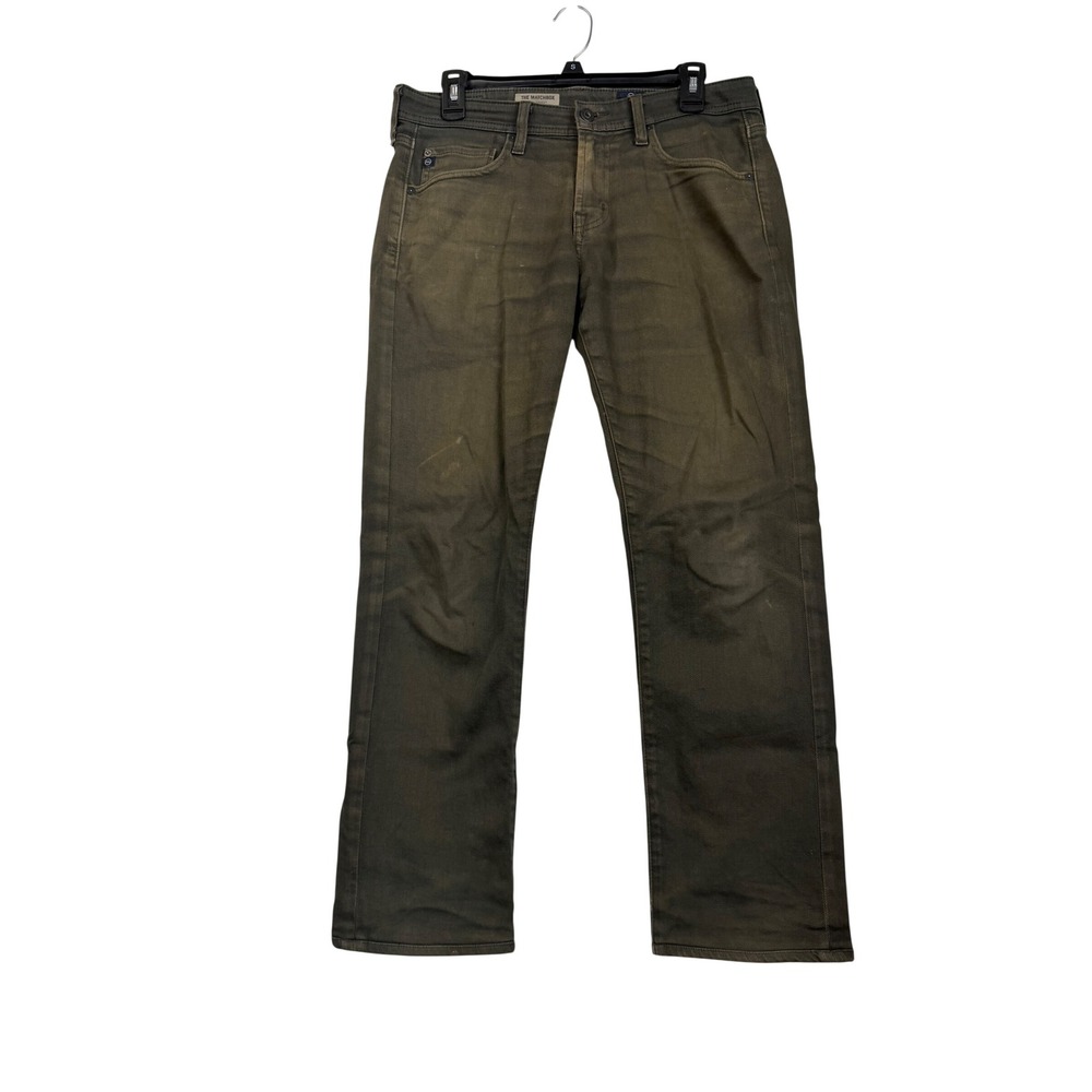 AG Adriano Goldschmied The Matchbox Slim Straight Jeans Olive Green Mens 30